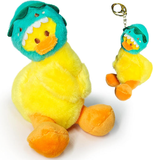 Cute Duck Stuffed Animals for Girls and Boys, Mini Yellow Duck Plush Toys Key Chain, Soft and Fun Dinosaur Style Duck Toy, Small Stuffed Animal fo...
